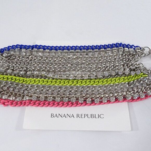 NWOT Banana Republic Crystal Enamel Layered Chain Bracelet Set of 3 PCS 45 EA - Picture 1 of 6